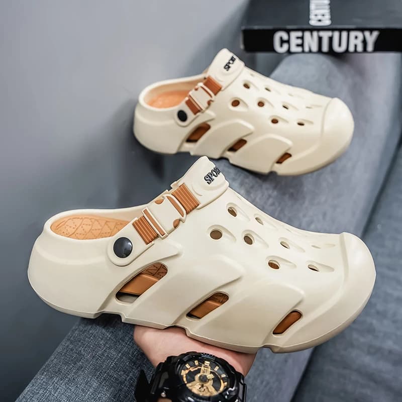 Sandali da uomo con suola spessa, traspiranti, estivi, nuovo stile, alla moda, scarpe da spiaggia per esterni, comode, in materiale EVA
