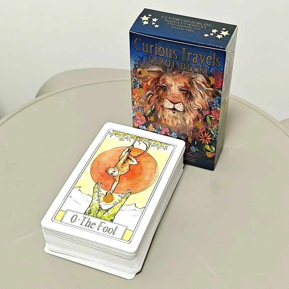 Curious Travels Tarocchi compositi di affascinanti illustrazioni ad acquerello 78 carte da 10,3 * 6 cm