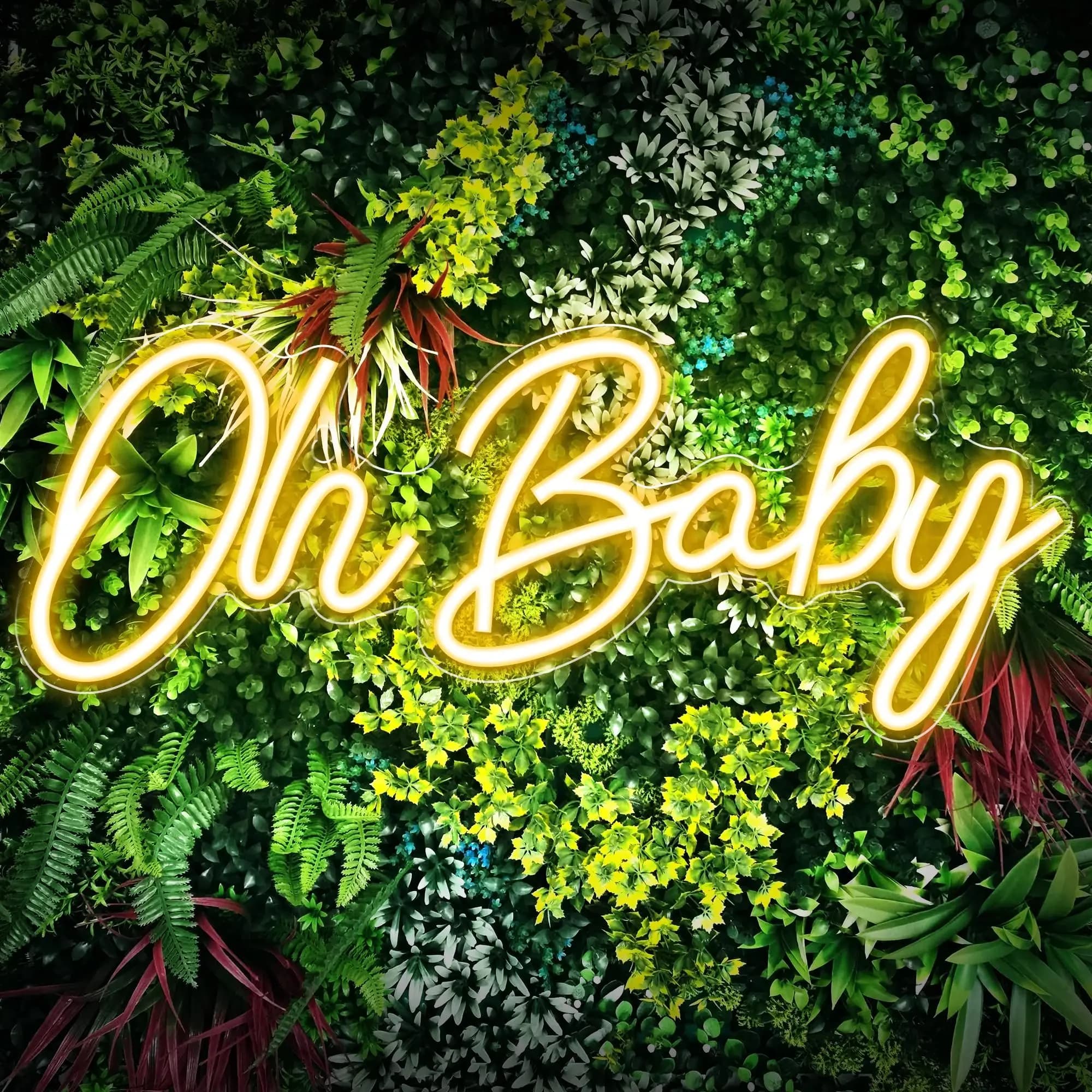 Insegna Luminosa LED Neon 'Oh Baby' USB Dimmerabile per Baby Shower, Rivelazione del Sesso del Bambino, Decorazione per Cameretta, Arte Murale per Camera da Letto, Sfondo per Matrimonio