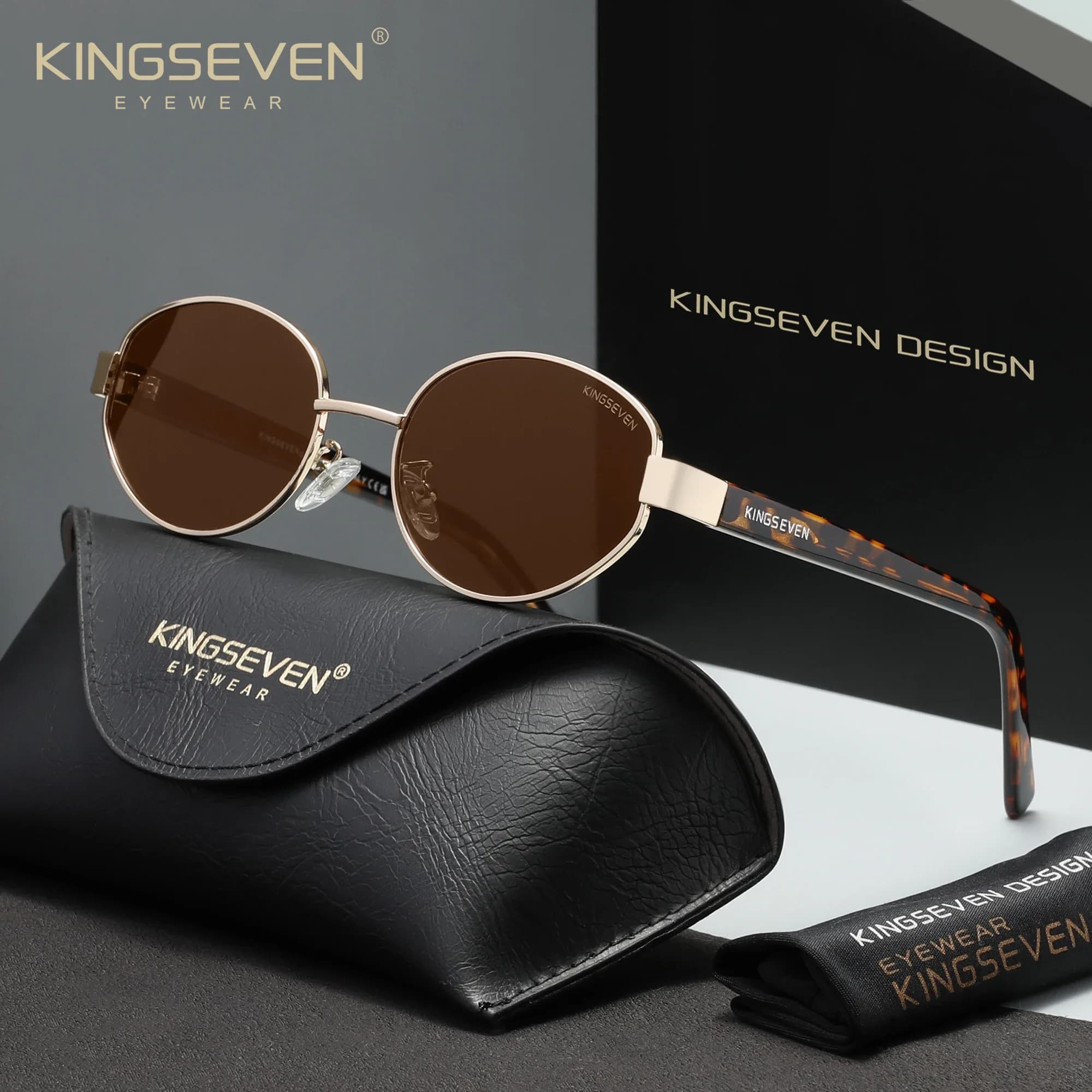 KINGSEVEN Retro Luxury Sunglasses Women Men Polarized UV400 Anti-glare Fashion Glasses Driving Causal Oval Frames Eyewear