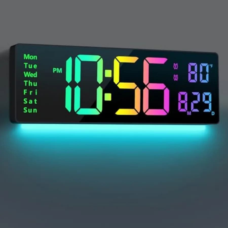 Orologio da Parete Digitale con Grande Display da 16 Pollici, 11 Colori RGB Cangianti, Telecomando, Orologi LED con Luci Notturne