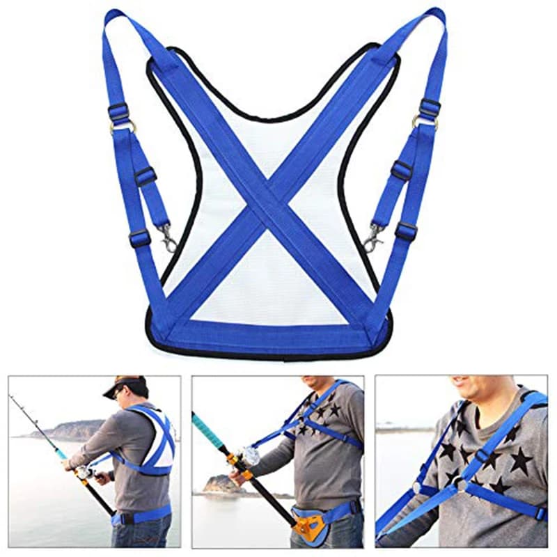 PRO BEROS Adjustable sea fishing rod vest Fishing vest with sling for back Shoulder vest for large fish fishing boat