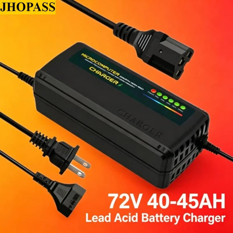Caricabatterie HD Smart 72V 40AH-45AH per batterie al piombo-acido a secco (AGM/GEL) per moto, e-bike e scooter, 110V-220V con spina EU/AU/UK/US