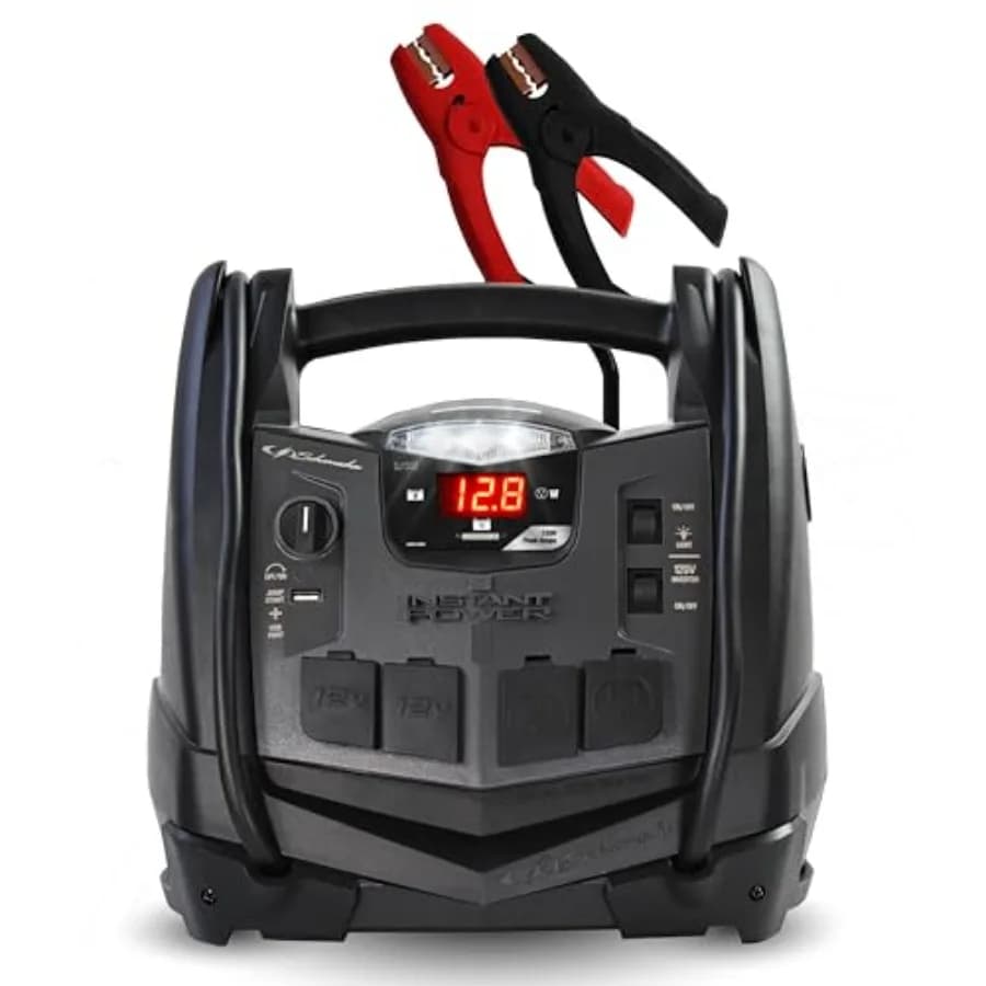 Avviatore di Emergenza per Auto 1200A e Stazione di Alimentazione Portatile, Soluzione 6-in-1 per Batterie 12V, Compressore d'Aria 150 PSI, 200A Continuo