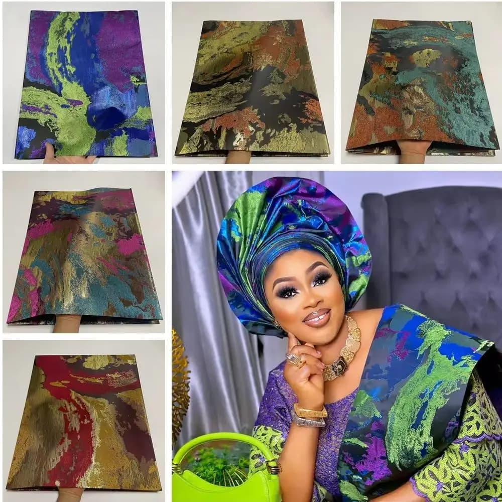New Luxury 3D Swiss Gele Grandmaster African Multi Color Sego Headtie 2 pz/borsa Nigeria Sego Head Tie Wrapper per Wedding ASO EBI