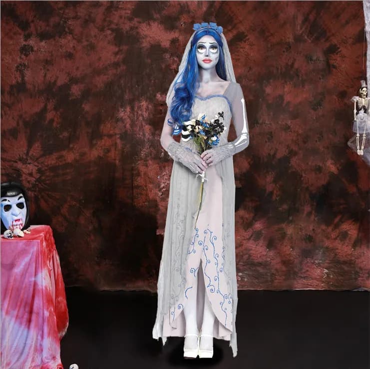 Halloween New Ghost Bride Role Playing Party Corpse Bride Cosplay Costume Female Horror Vampire Dresses Carnival Dress Up Party