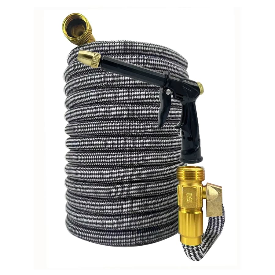 Tubo da Giardino Espandibile in Acciaio Inossidabile Resistente con Pistola a Spruzzo Corta e Connettore Valvola in Ottone per Irrigazione del Giardino