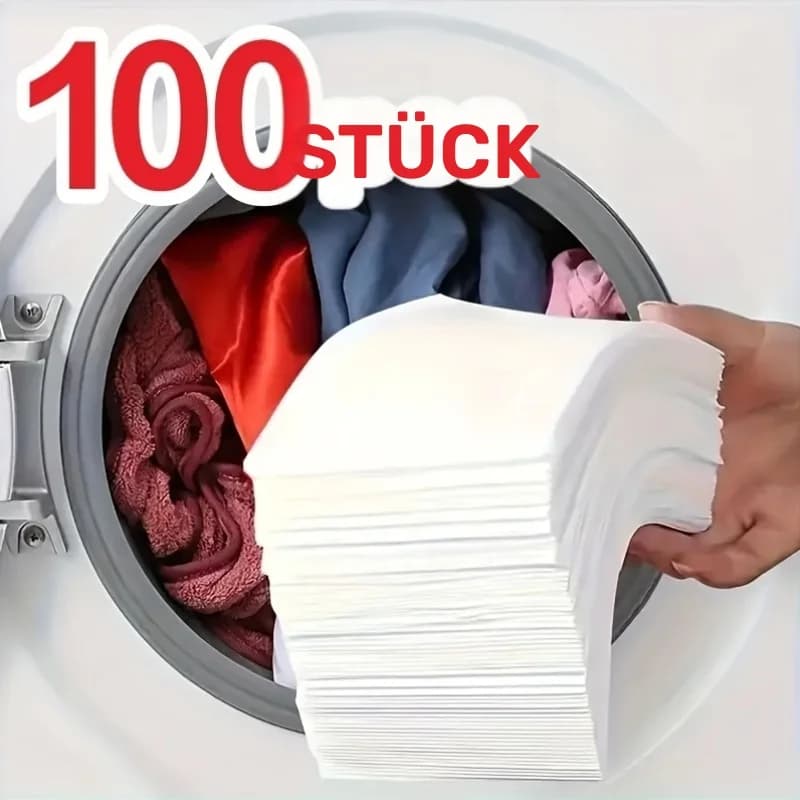 100 sheets for anti-slip laundry: sheets for washing machine dye transfer, prevent coloring and leakage clothing, does not count