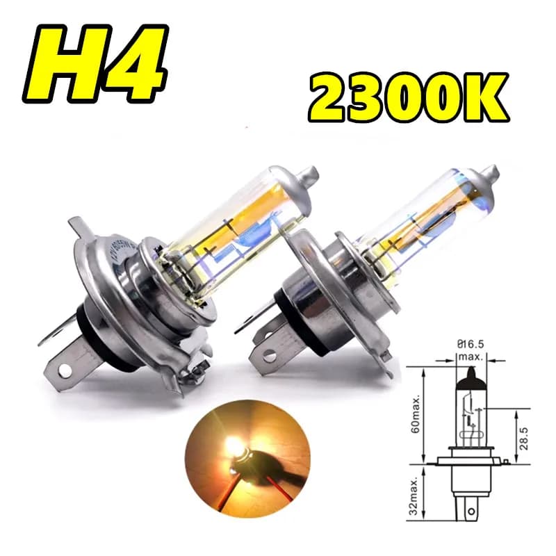 2 pezzi H4 faro 2300K P43t lampada alogena sostituire aggiornamento 12V60/55W super giallo lampadine per auto a prova di pioggia e nebbia
