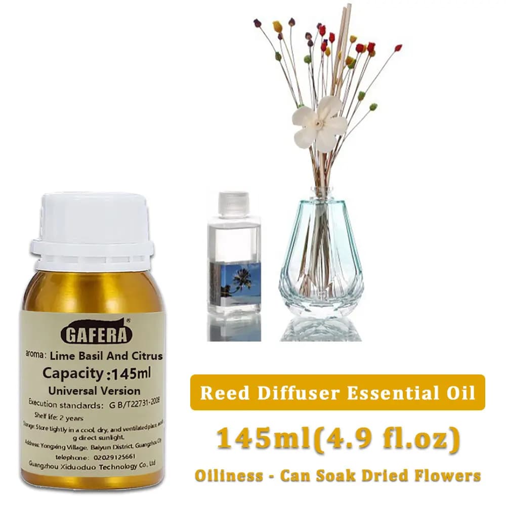 GAFERA 145ml (4.9 fl.oz) Oli Essenziali Lime, Basilico e Agrumi Shangri-La Kempinski - Liquido Supplementare per Aromaterapia Senza Fiamma