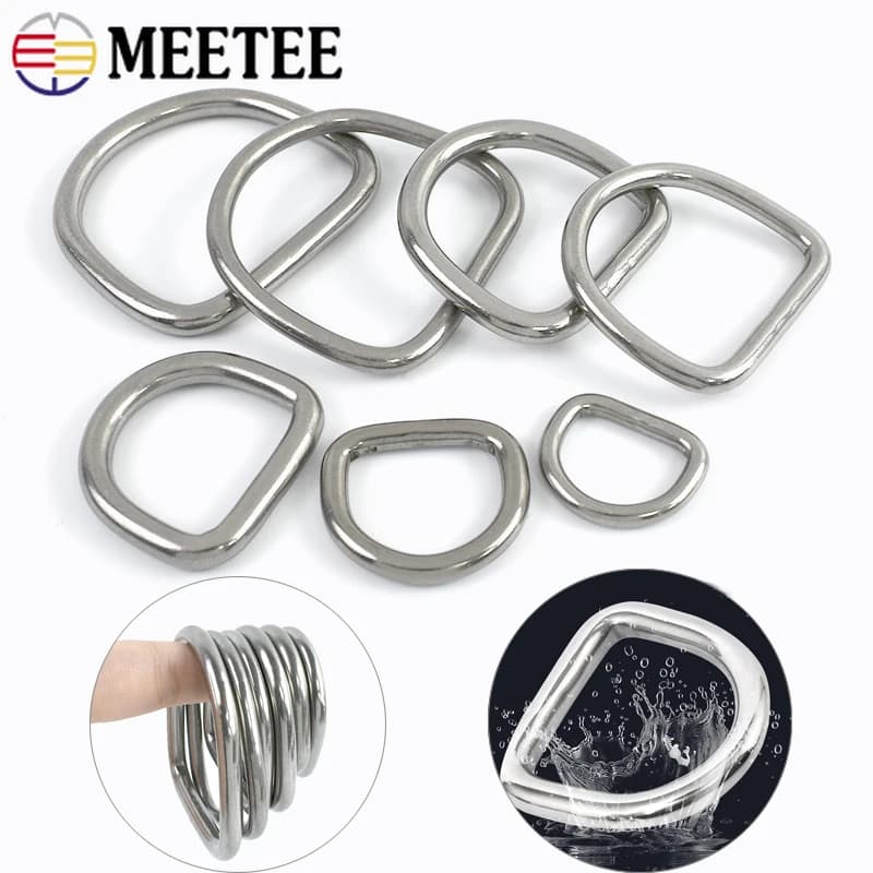 5/10 Pezzi Anelli a D in Acciaio Inox 304 da 12-50mm per Cinghie Borse, Ganci, Cinture, Collari per Cani, Accessori Hardware