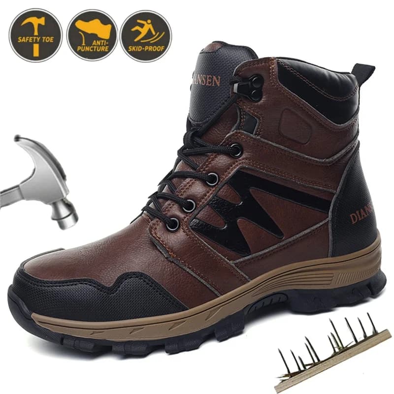 Scarpe antinfortunistiche impermeabili taglia Eru con linguetta Scarpe da lavoro da uomo indistruttibili con puntale in acciaio Stivali da lavoro protettivi maschili