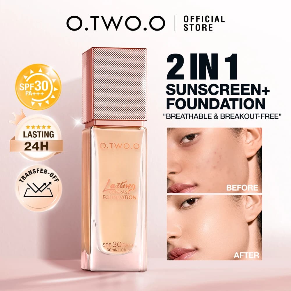 O.TWO.O Crema per fondotinta a copertura liquida opaca idratante Controllo olio Correttore impermeabile a lunga durata Trucco per fondotinta