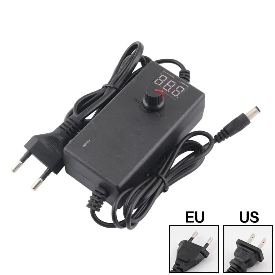 Adattatore regolabile AC-DC 3-12V2A con schermo di visualizzazione Caricatore adattatore alimentatore switching con spina USA/UE per striscia LED