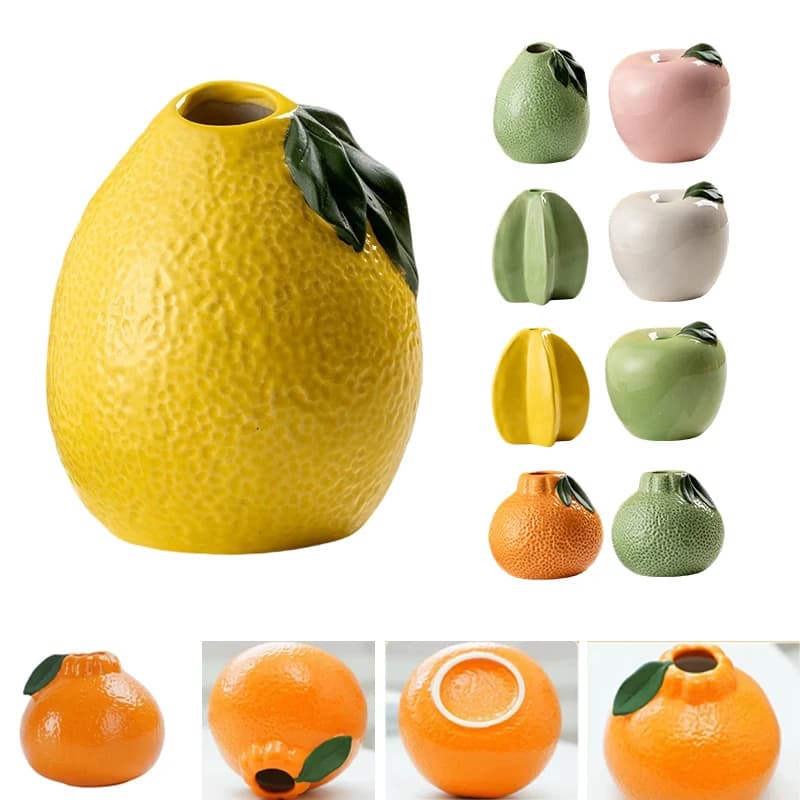 Vaso in ceramica creativo Fiori secchi idroponici Vaso in ceramica a forma di frutta per decorazioni per la casa per ufficio desktop di ravanello verde Creativo