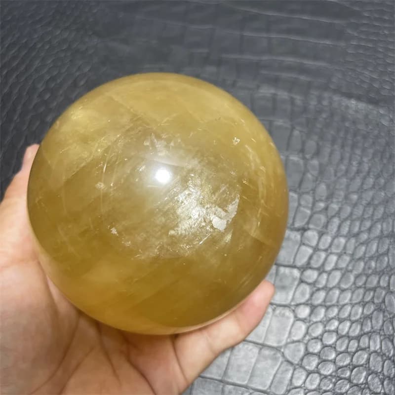 CITRINE NATURALE CALCITE QUARZO CRISTALLO SFERE DA 10 CM GASMA GUIDA + SUPPORTO