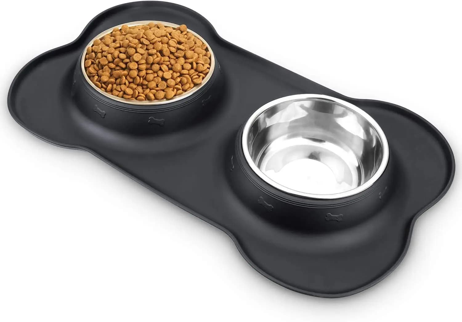 Ciotole per Alimenti per Animali in Acciaio Inossidabile con Design Antiscivolo e Antirovesciamento per Cani, Gatti e Cuccioli, Nero 12oz