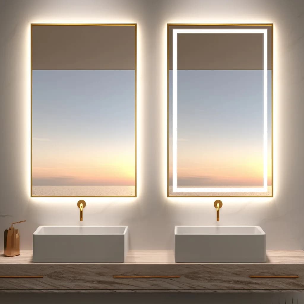 Framed square mirror Anti-fog bathroom mirror Mirror Touch screen Wall hanging hotel Smart wall hanging with light