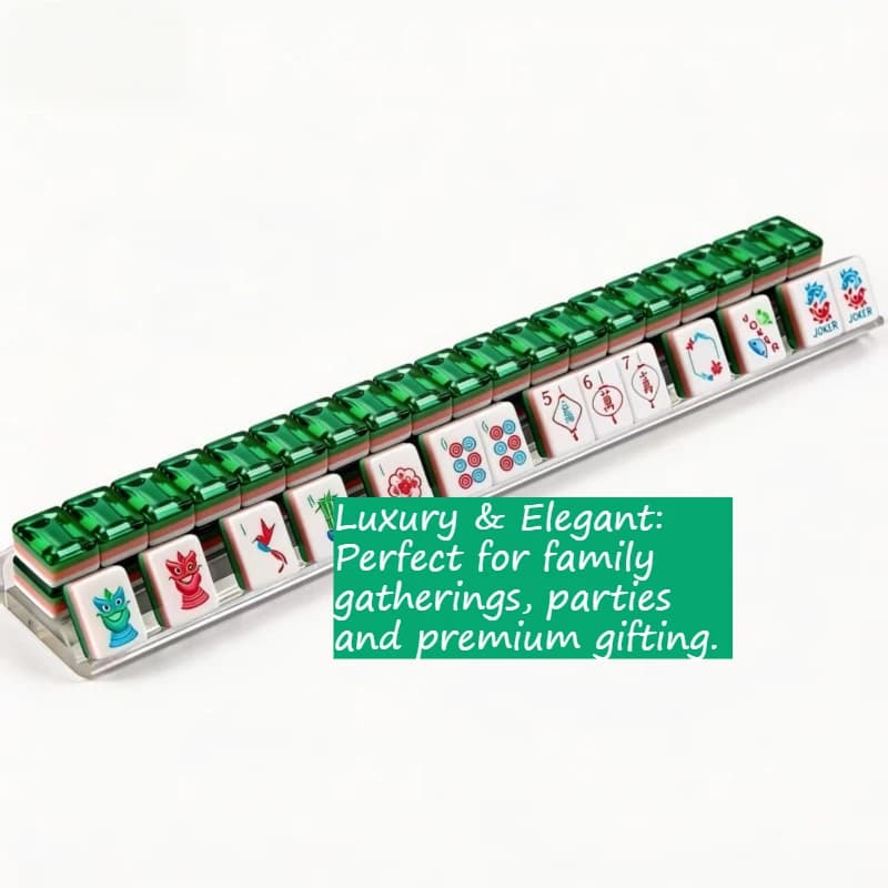 Set Mahjong Americano con Gemme di Cristallo Verde - Tessere in Acrilico a 4 Strati 160 Pezzi Edizione Lusso 2026