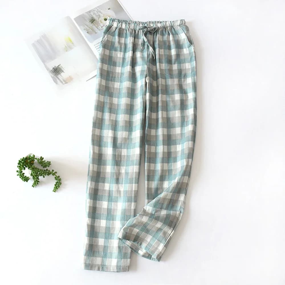 Casual da uomo Estate Allentato Elastico in Vita Plaid Pigiama Bottoms Pantaloni Indumenti da Notte in Cotone Pigiama da Uomo Sleep Bottom Home Wear 2021 Nuovo