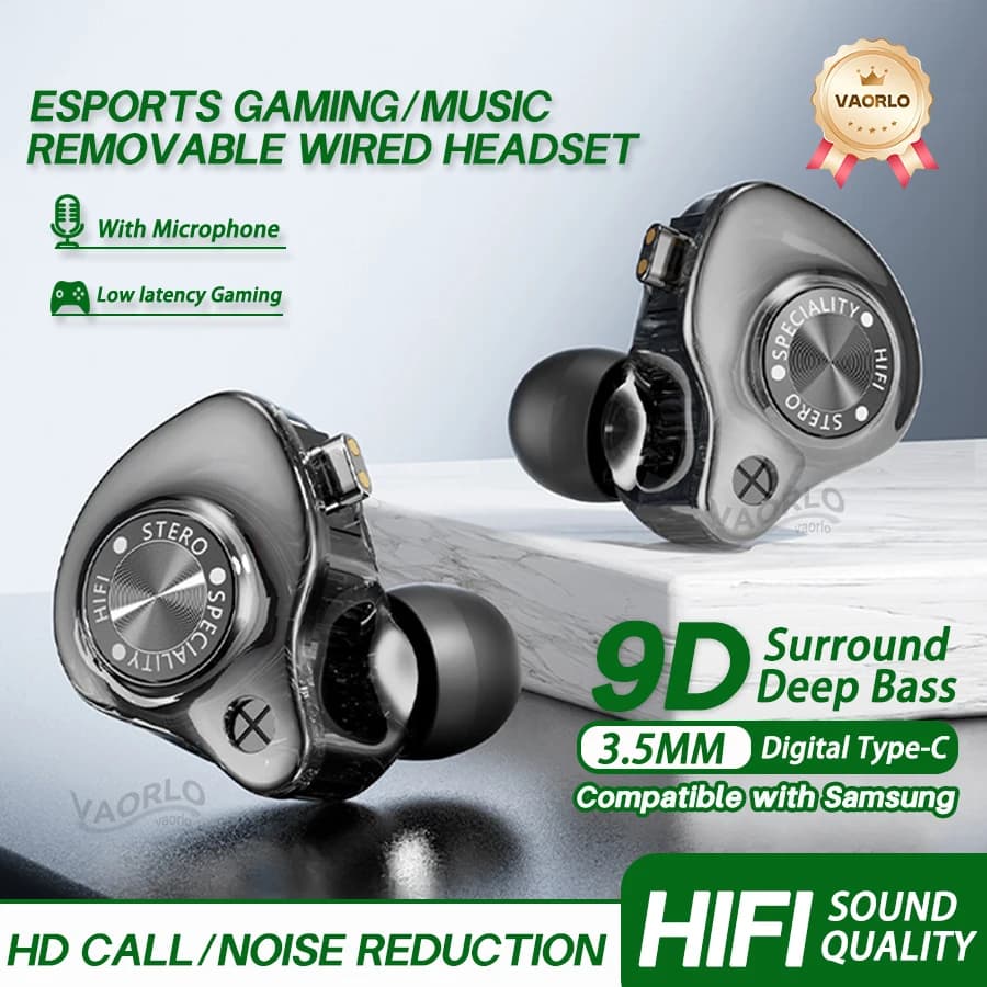 Wired headphones for e-sport games, type C/3,5 mm, AUX 9D, HIFI in-ear stereo earphones, DJ sports headphones, music, bass, with PC microphone, Xiaomi, Samsung, PK KZ Gale/EDCRPO/EDXPRO