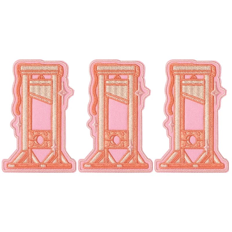 Set di 3 Toppe Ricamate Rosa a Forma di Ghigliottina, Adesive e Termoadesive, Stile Gotico Horror, Regalo Fai-da-Te per Vestiti, Cappelli, Borse, Giacche, Berretti da Camionista