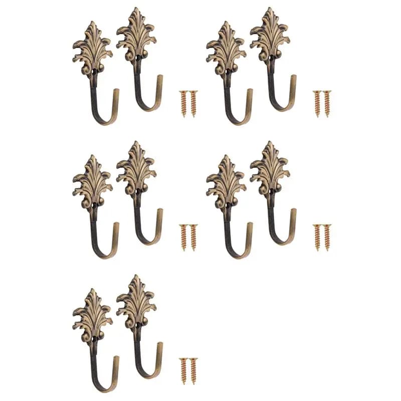 ABKJ-10Pcs Vintage Maple Leaves Curtain Tieback Tassel Hooks Door Wall Hook Bronze