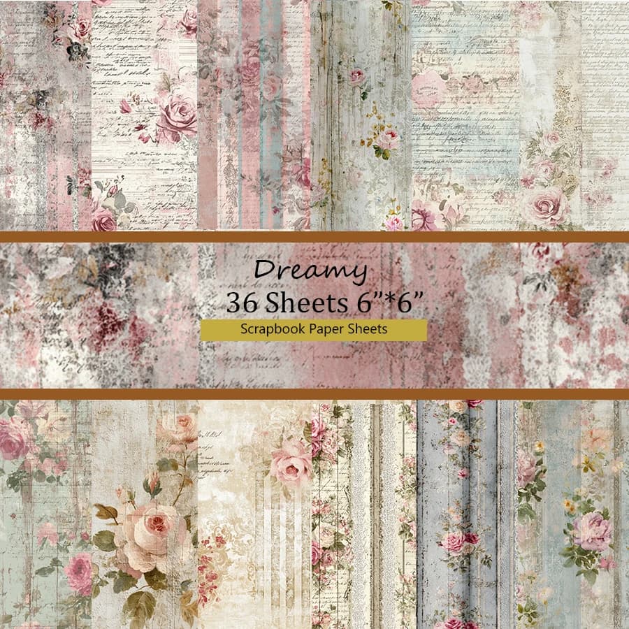 36 Sheets Scrapbooking Paper Pack (6"x6"): Retro Designs for Origami, Junk Journal, Card Making & DIY Decor – Craft Kit