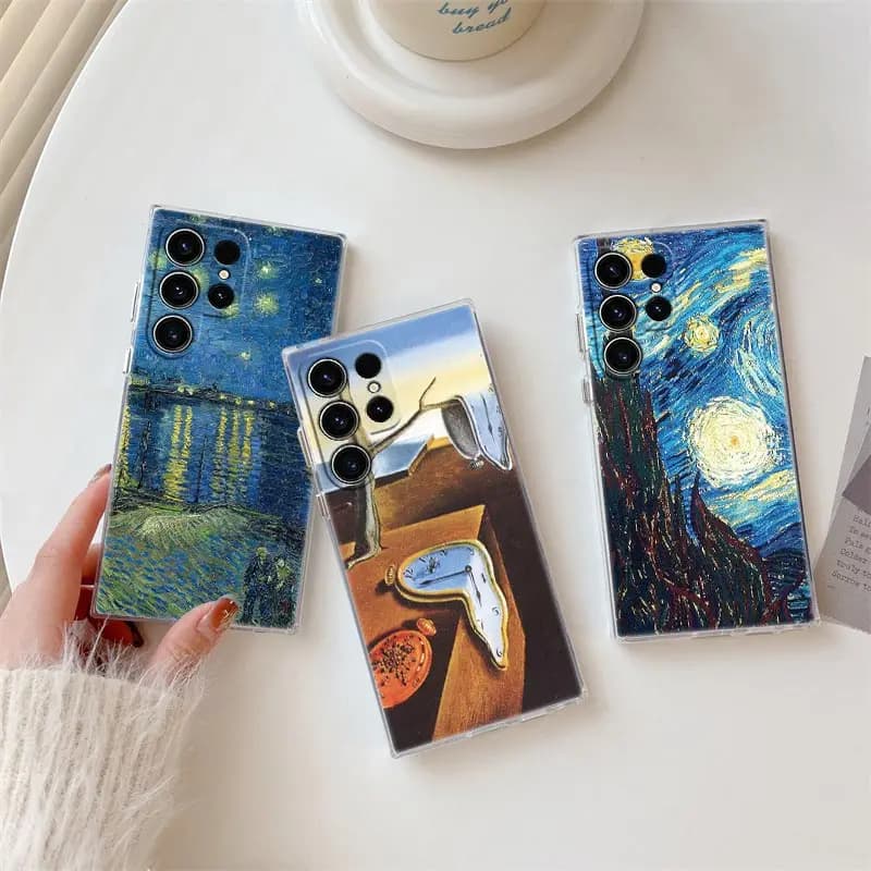 Retro Oil Painting Van-Gogh Night Sky Clear Case For Samsung Galaxy S26 S25 S24 S23 Ultra S20 S21 FE S22 Plus S26 5g Phone Cover