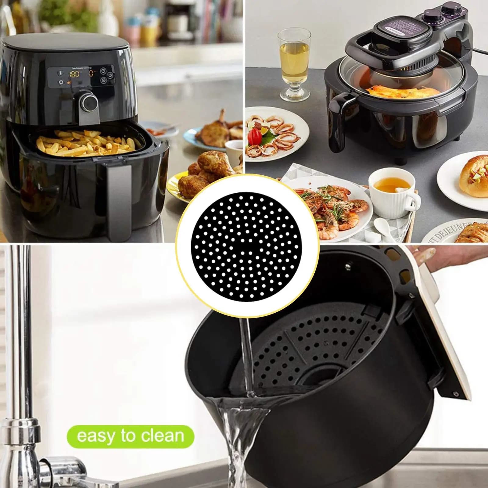 J1UL1N 2 Pezzi Tappetini Riutilizzabili in Silicone per Friggitrice ad Aria, Accessori Antiaderenti Resistenti al Calore