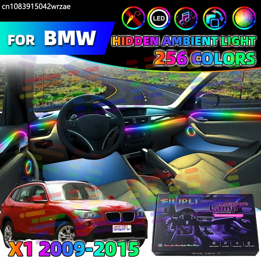 14 in 1 For BMW X1 E84 Car Interior Ambient Lights Strips Breathing Lighting Kit App Control Auto Decorative Lamp Symphony Acryl