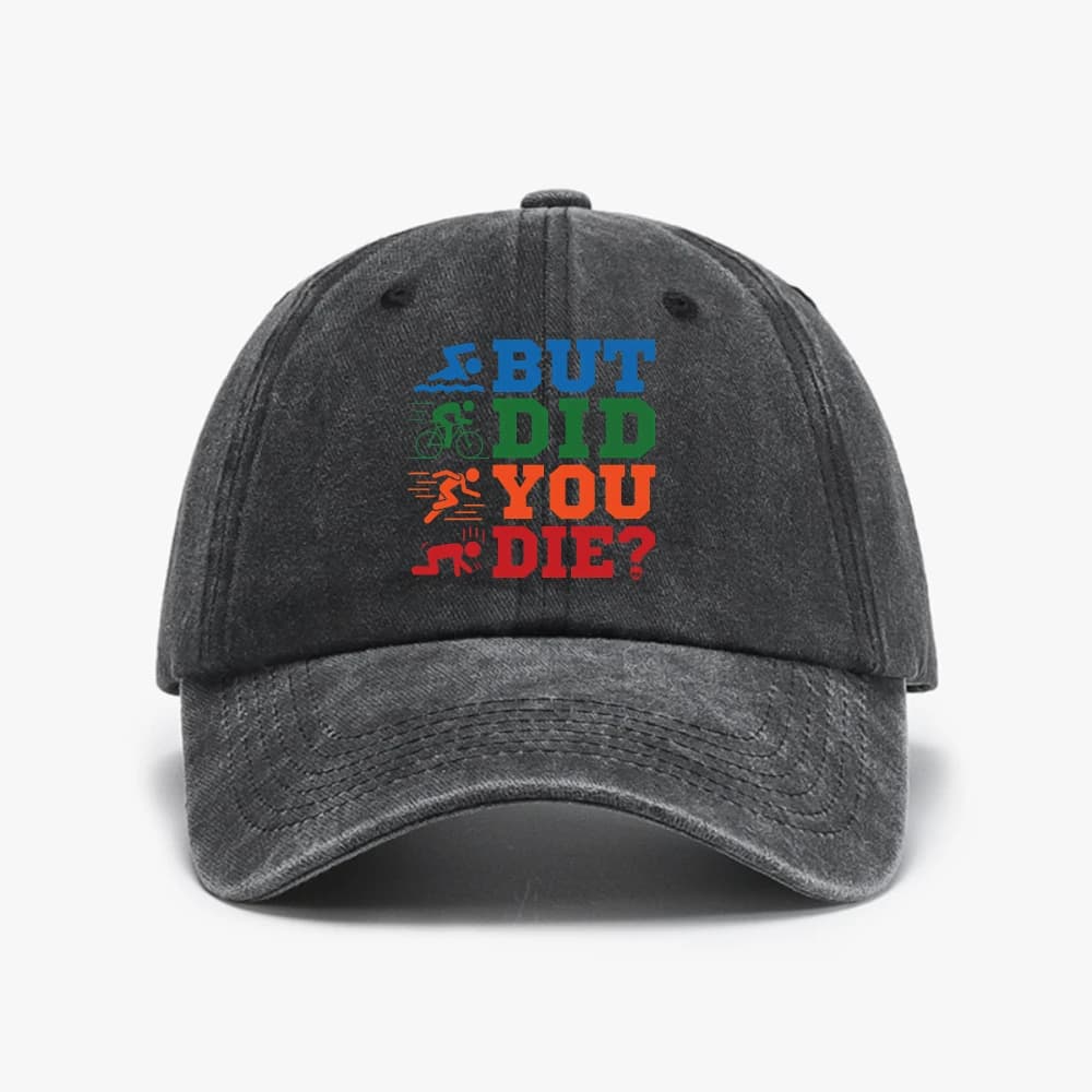 Funny Graphic Swim Bike Run Triathlon hat Casual Fashion Distressed Washed Baseball Cap Hip Hop Fitness Man Soft Top Golf hats