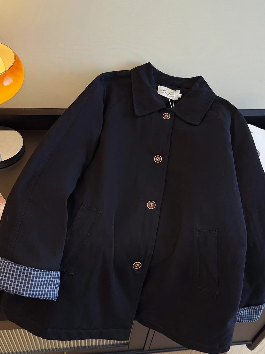 Korean Japanese Brand Cotton Jacket Women's Stylish Mid-Length Coat Retro Style Casual Wear High Waist Design Shape