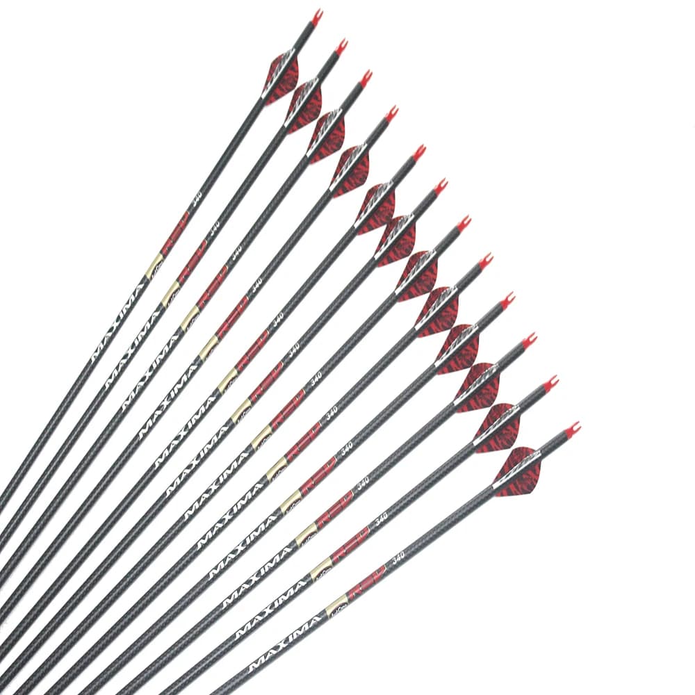 Frecce in Carbonio per Tiro con l'Arco ID 6.2mm Spine 340 Alette da 2 Pollici Punta 100gr Tessitura 3K per Arco Compound Caccia
