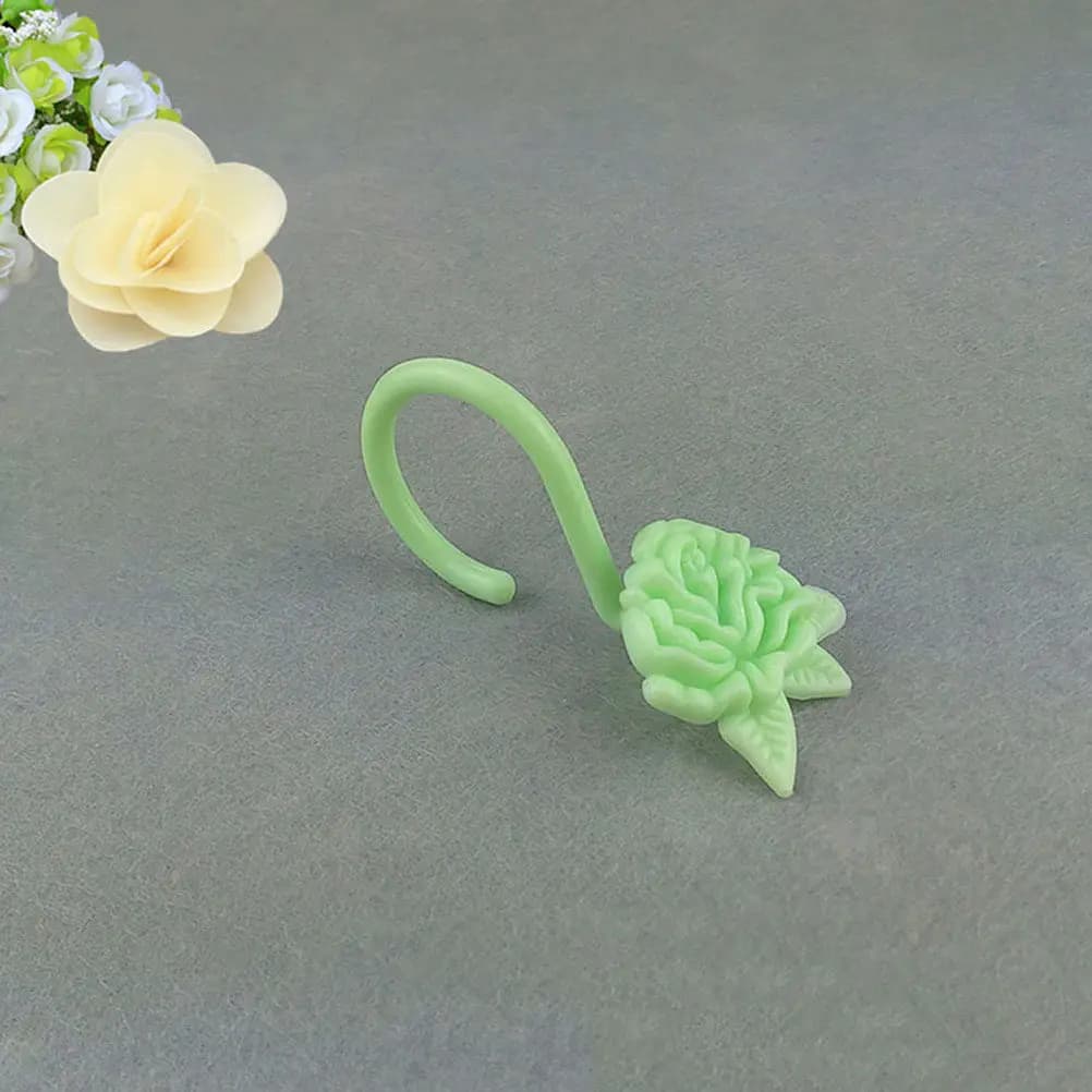 18 Pezzi Ganci per Tenda Doccia in Plastica Stile Rosa, Anelli Scorrevoli Robusti per Bagno, Vasca, Spogliatoio, Clip per Tende da Bagno