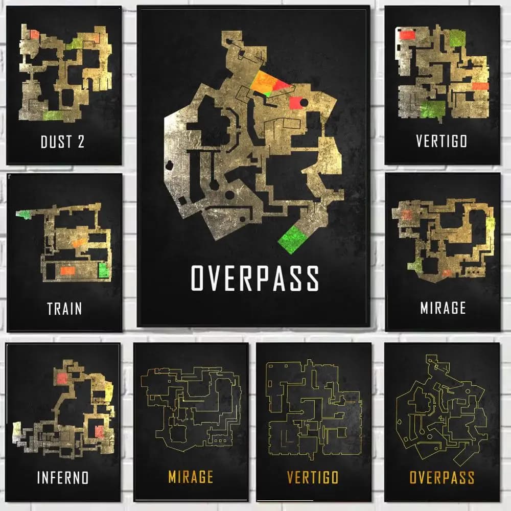 Poster HD su tela con stampa artistica di mappe di CS:GO, decorazione da parete per interni, corridoi, casa, regali per le feste