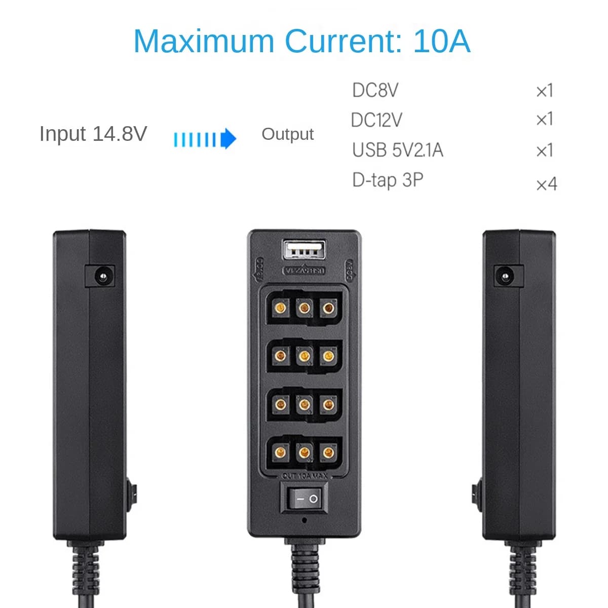 New D-Tap to 4 females D-Tap 2 DC USB Output Power Cable Splitter Hub Box for Anton Bauer V Mount batteries