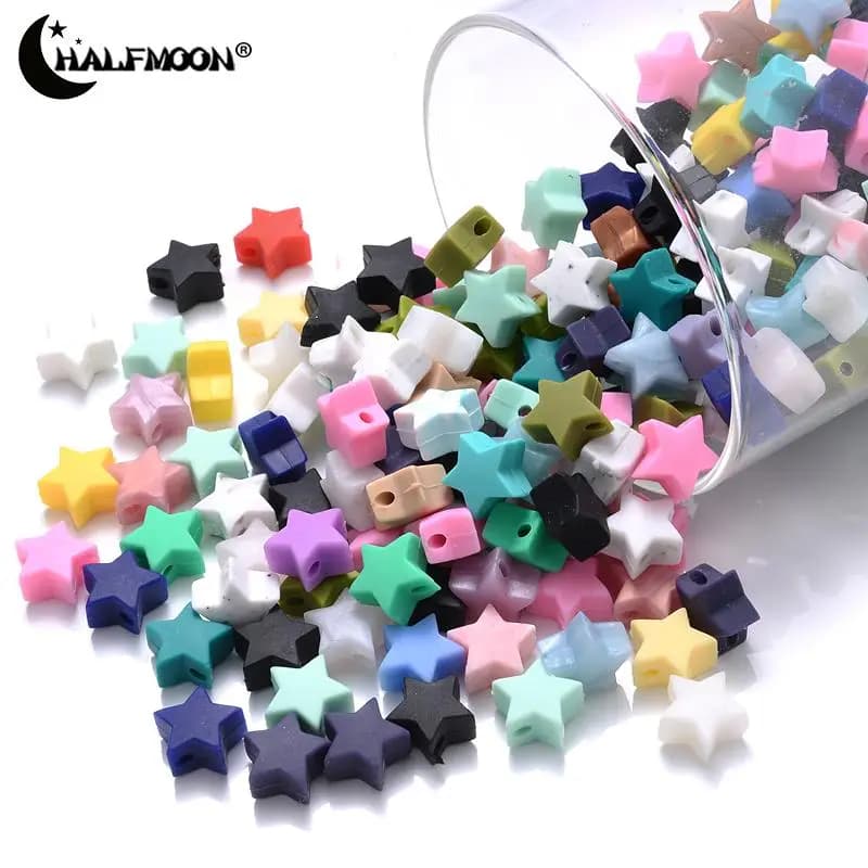 10 Pz 14mm Perle di Silicone Per Uso Alimentare Perla di Silicone Stella a Cinque Punte Dentizione Ciuccio Manichino Bambino Massaggiagengive Perline Accessori