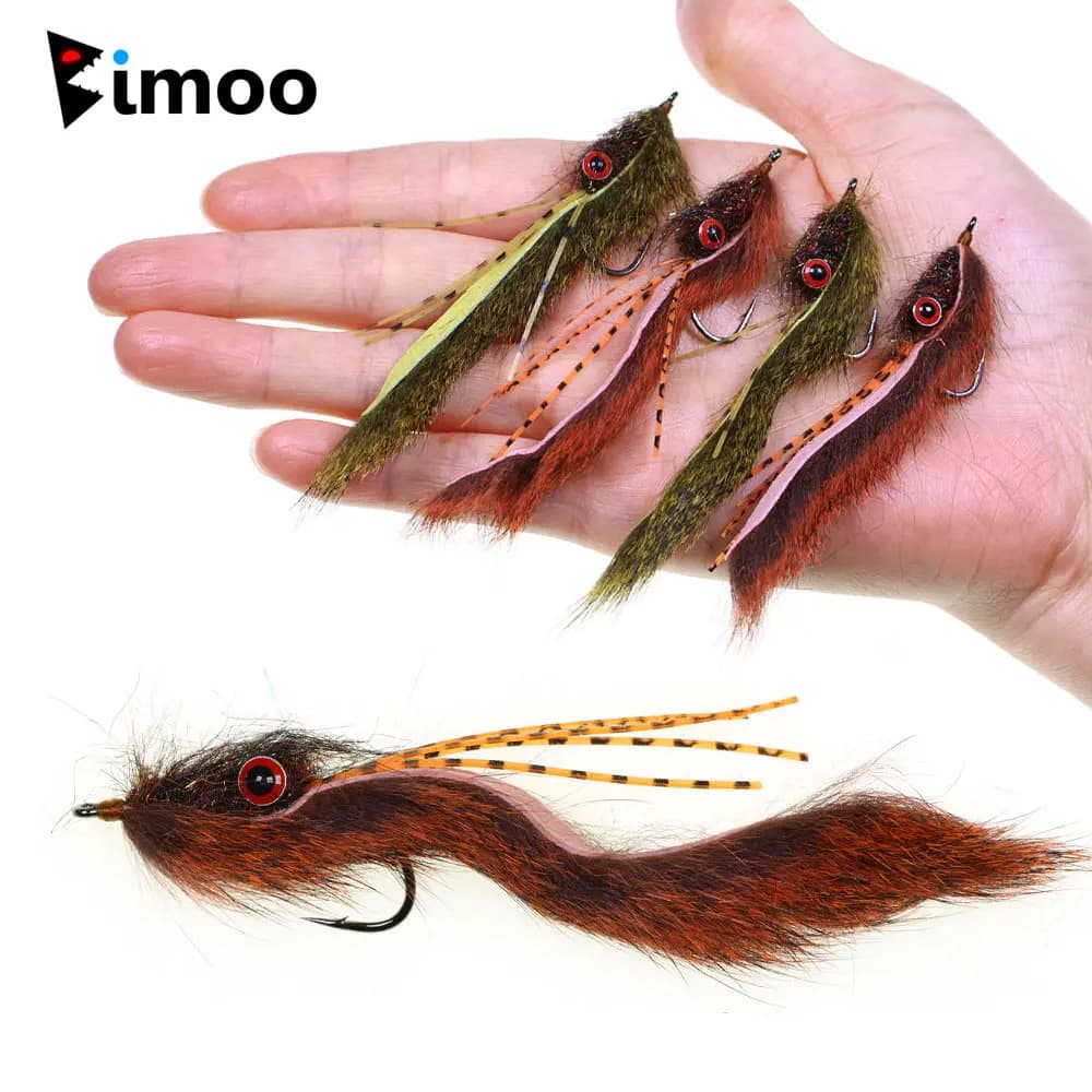 Bimoo 2 pieces # 4 # 6 artificial brass eye-shaped baits, Zonker Streamer, for fishing of glitter, trout, perch and red fish