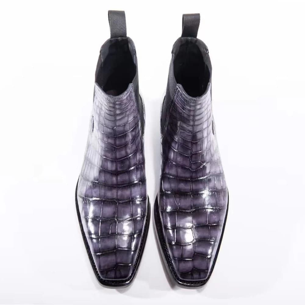 Nuovi arrivi Yingshang: Stivali da uomo in pelle di coccodrillo, scarpe eleganti color spazzolato per ufficio, matrimoni, riunioni e appuntamenti.