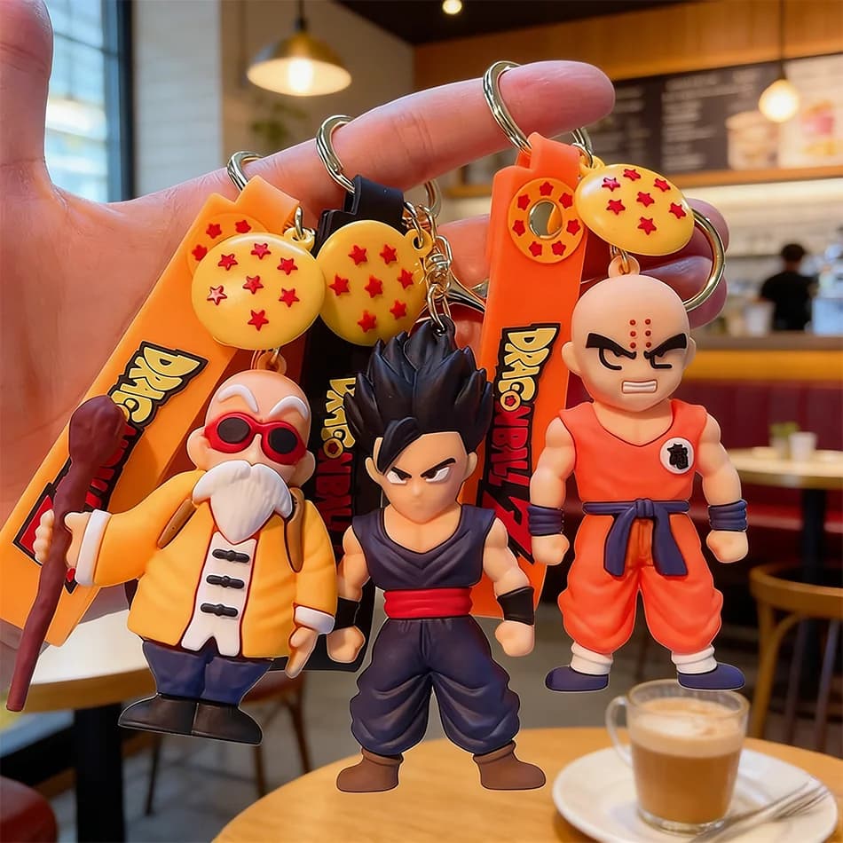 Set di Action Figure di Dragon Ball Z + Portachiavi, Goku Vegeta Krillin, Statuette in Silicone, Set Regalo da Collezione
