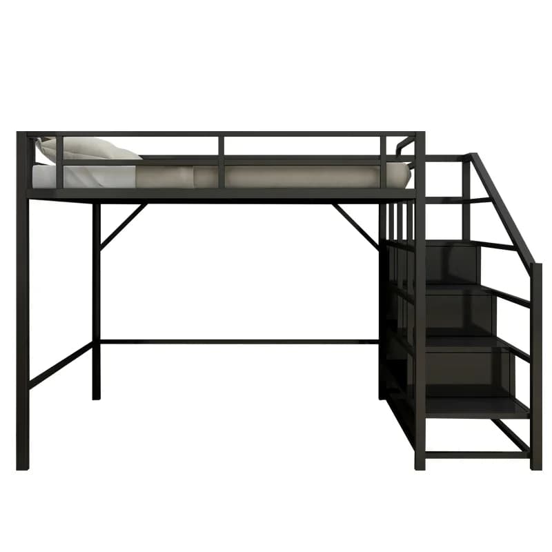 Wrought iron elevated bed sheet upper layer adult children bunk bed loft duplex second floor space saving upper
