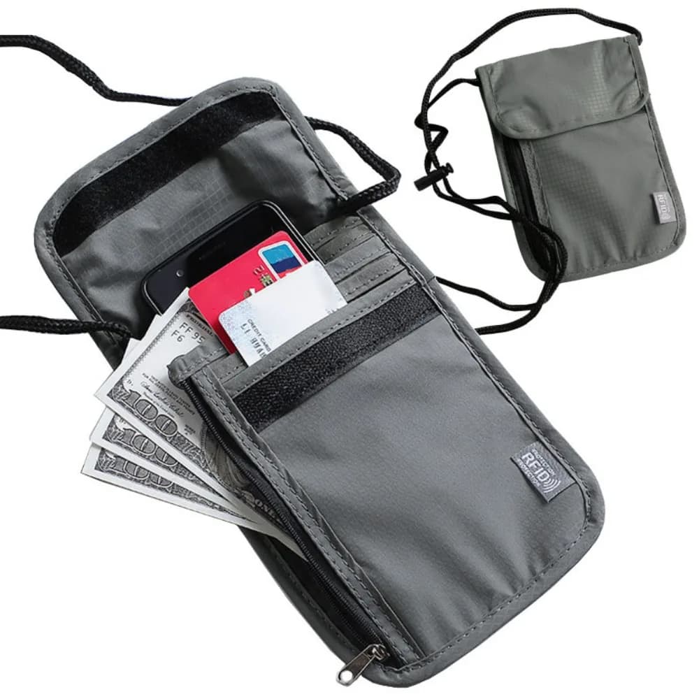 Borsa identificativa per passaporto RFID in nylon unisex Portafoglio porta carte di credito ID multifunzionale impermeabile da uomo