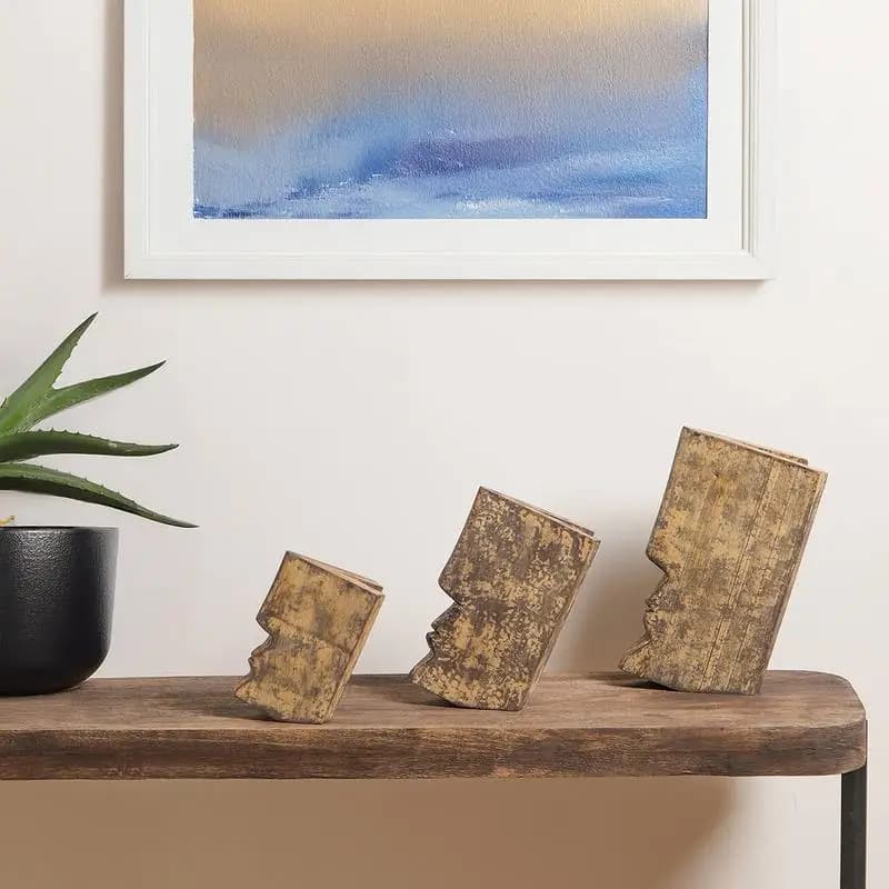 Oggetto decorativo per il viso in legno - 5x4x8 pollici. Figurina e scultura unici per l'arredamento di casa e ufficio