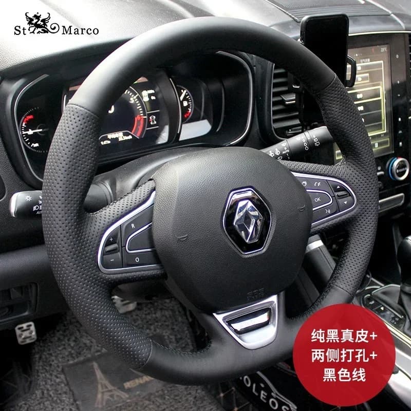 Coprivolante per auto in pelle fai-da-te per Renault Clio 4 (IV) Kaptur Captur Kangoo Scenic Megane Grand Accessori per auto