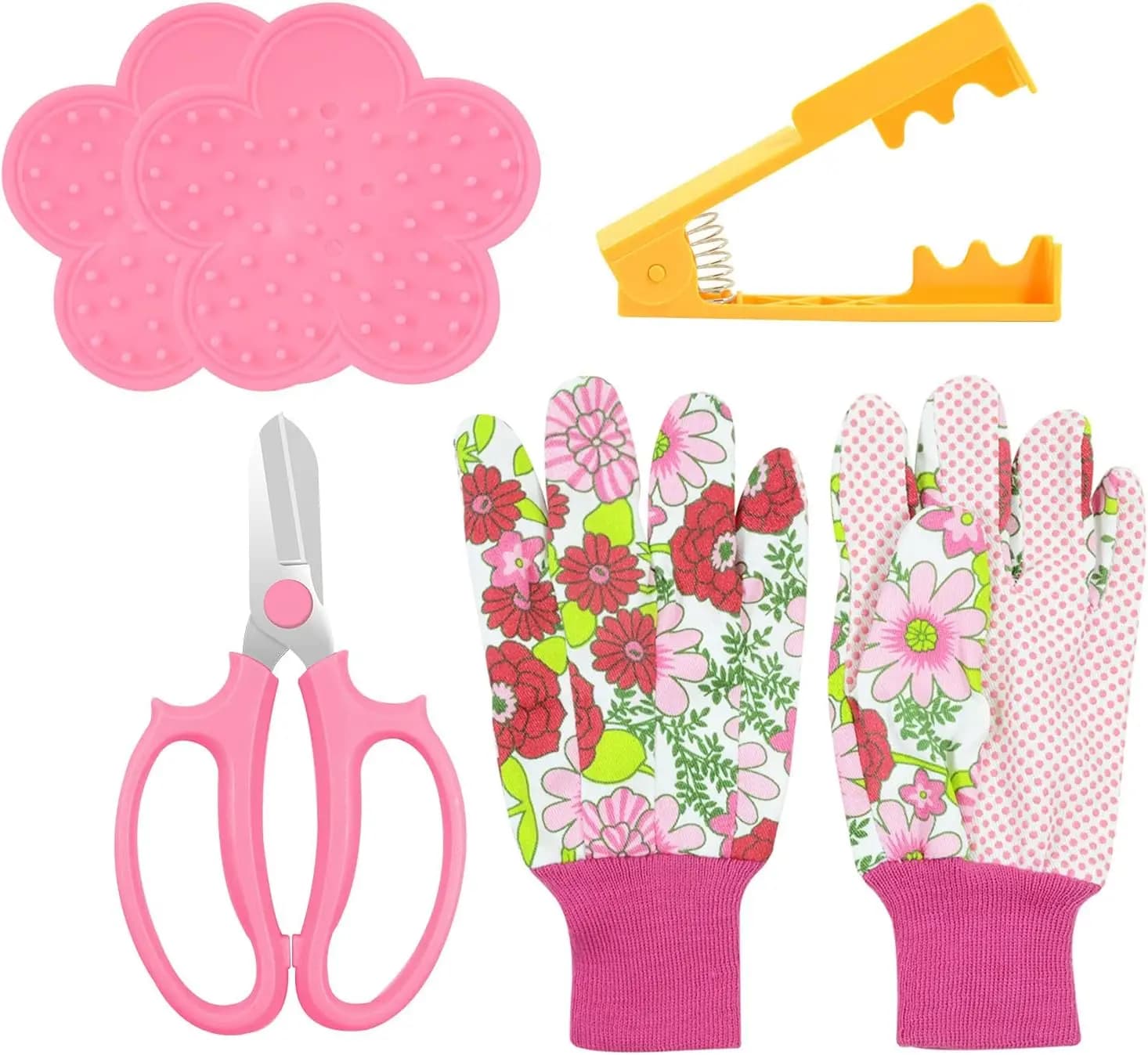 5 pezzi di strumenti per rimuovere i spine di rosa con cesoie da potatura e guanti da giardino - Rosa