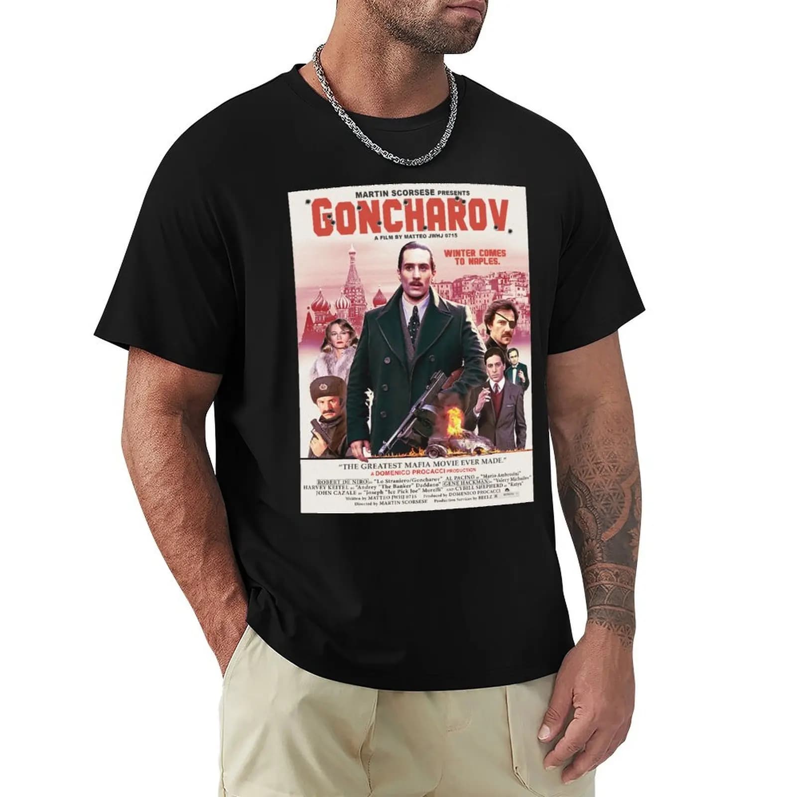 T-shirt con poster del film Goncharov, t-shirt in tinta unita per taglie grandi e alte