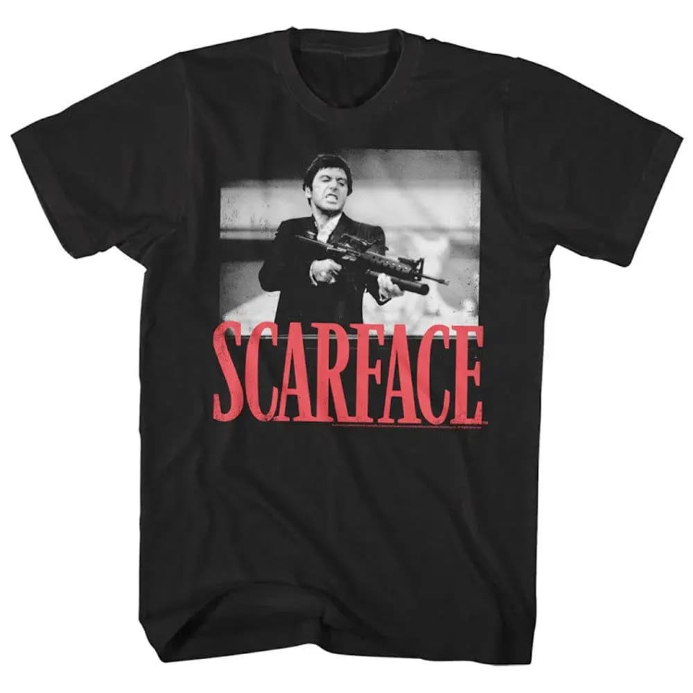 Scarface Tony Montana T-Shirt Big Guns Little Friend Gangster Movie Graphic Unisex Casual Tee