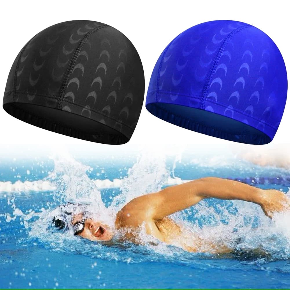 Cappello da nuoto ad alto comfort, leggero, da 40 cm a 56 cm, nero/blu, accessori sportivi portatili, unisex, impermeabile