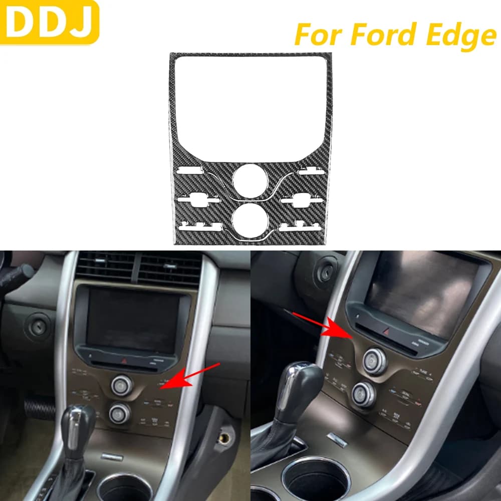 For Ford Edge 2011-2014 In Central Control Carbon Fiber Radio CD AC Navigation Panel Trim Covering Auto Accessories Interior Wall decal